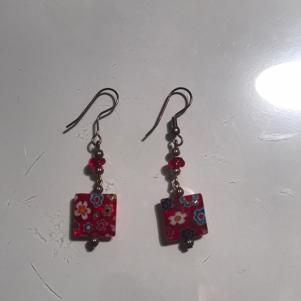 Handmade red earrings